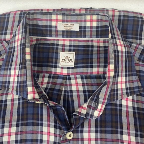 Peter Millar Long Sleeve Button Down Multi Colored Plaid Shirt Size XL Casual - Picture 4 of 13